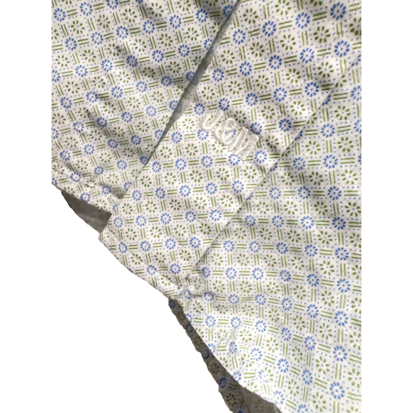 Johnston & Murphy Green and Blue Floral Print Contrasting Cuff Button Down