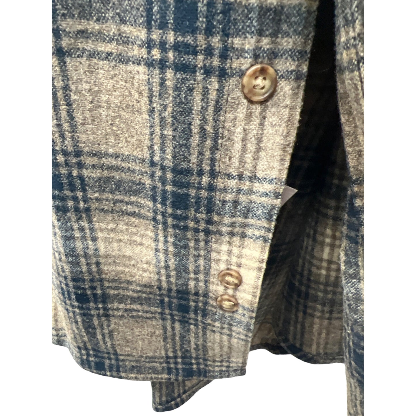 Pendleton Vintage Blue and Tan Wool Flannel Board Shirt with Elbow Patches