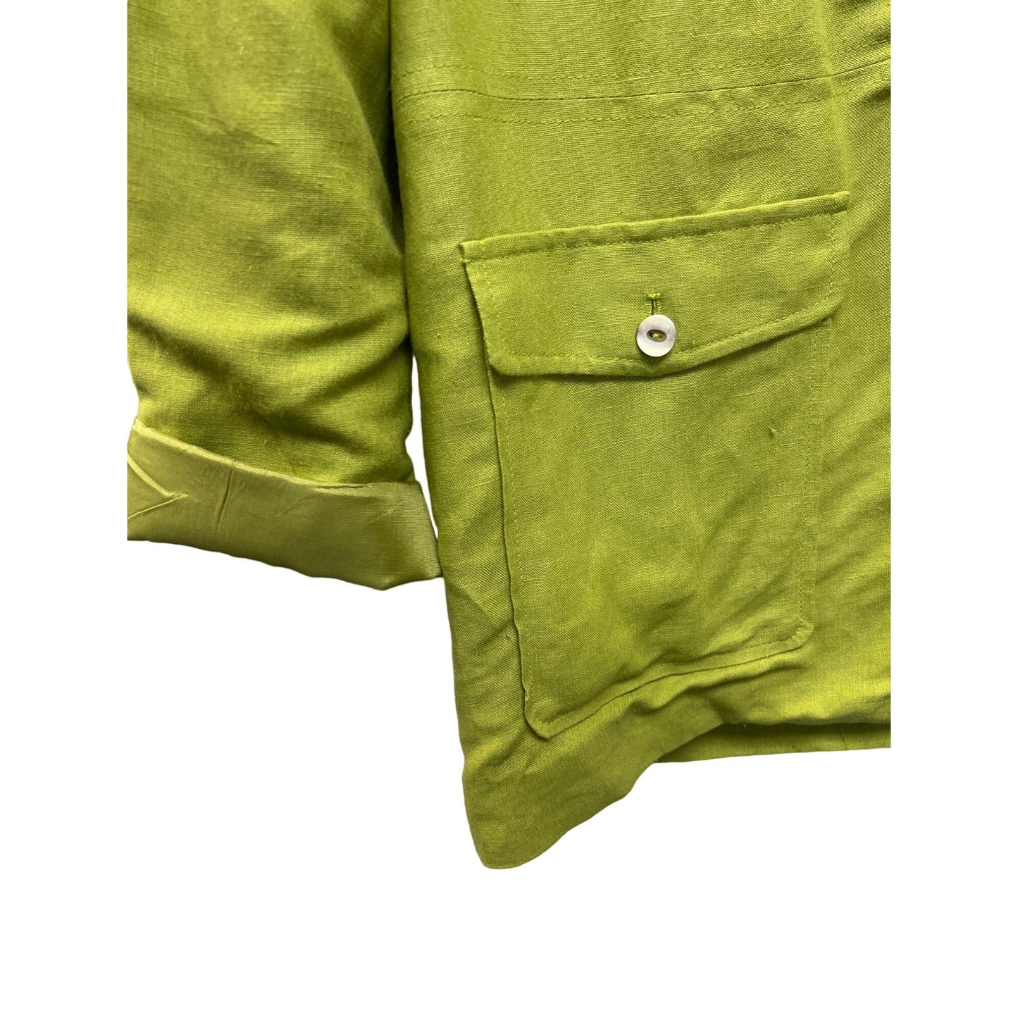 Jennifer Moore Petites Chartreuse Green Linen Safari Blazer