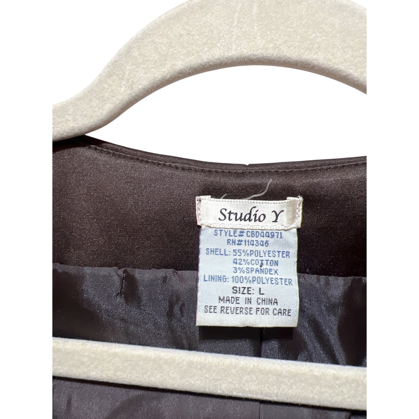 Studio Y Y2K Brown Satin Fitted Vest With Ruched Details & Button Accents Size L