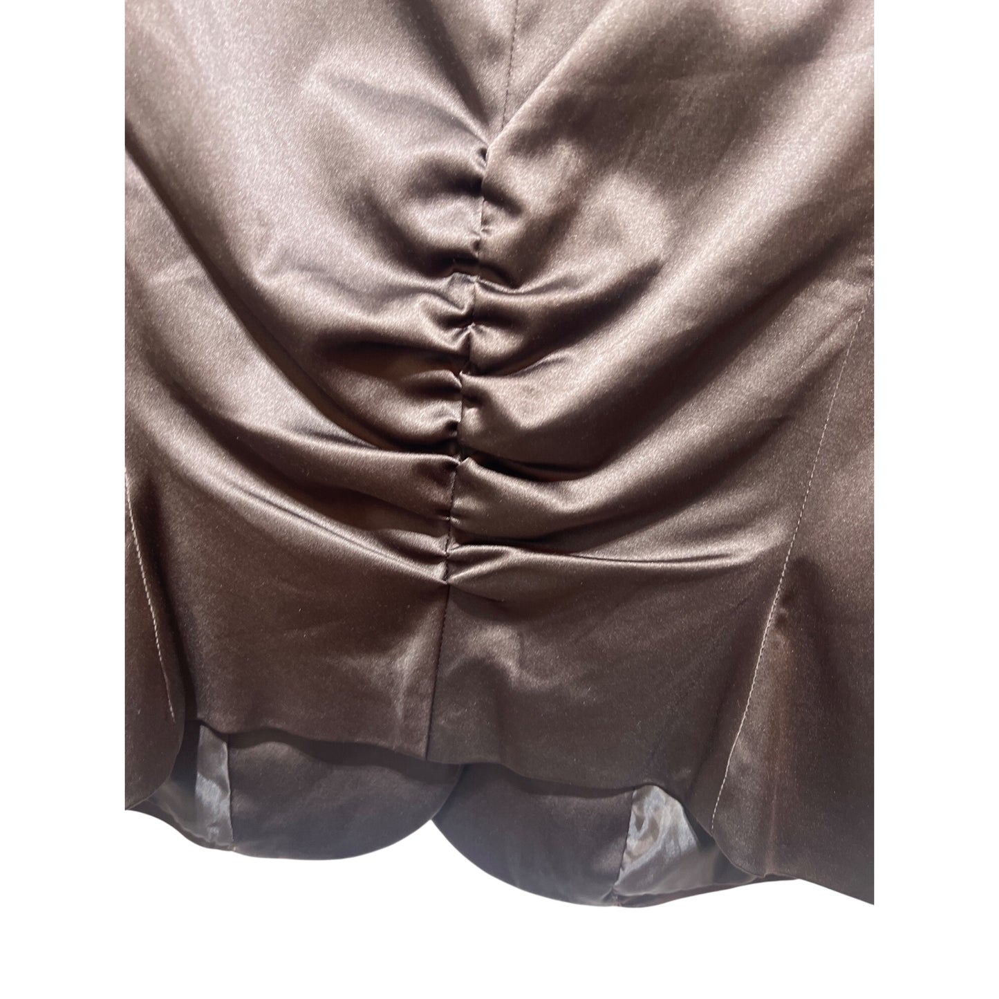 Studio Y Y2K Brown Satin Fitted Vest With Ruched Details & Button Accents Size L