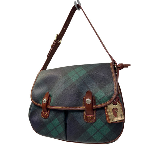 Dooney & Bourke Blue & Green Tartan Plaid Saddle Shoulder Bag