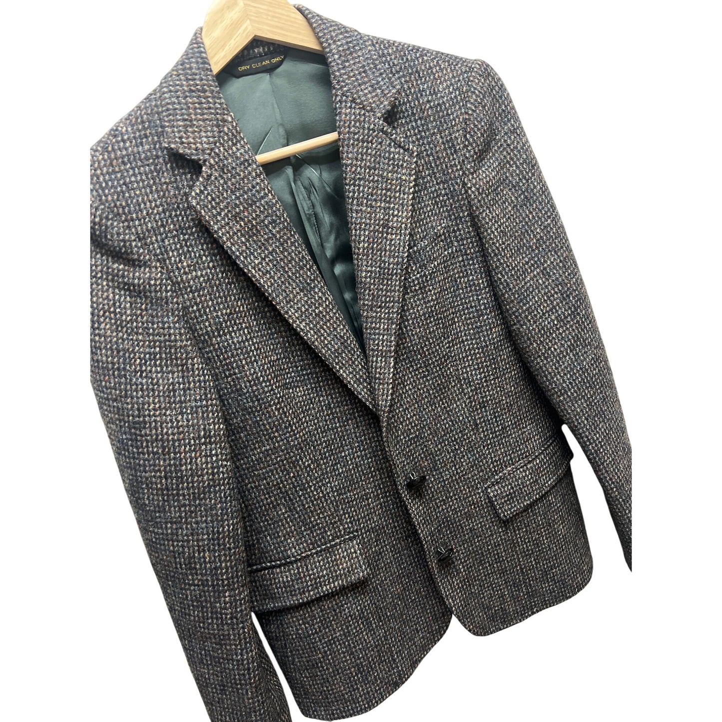 Harris Tweed Vintage 90's Gray Wool Houndstooth Tailored Blazer