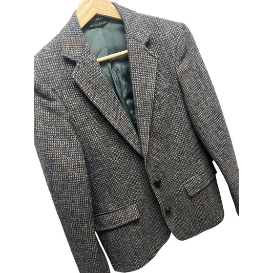 Harris Tweed Vintage 90's Gray Wool Houndstooth Tailored Blazer