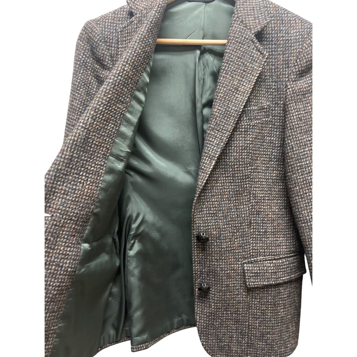 Harris Tweed Vintage 90's Gray Wool Houndstooth Tailored Blazer