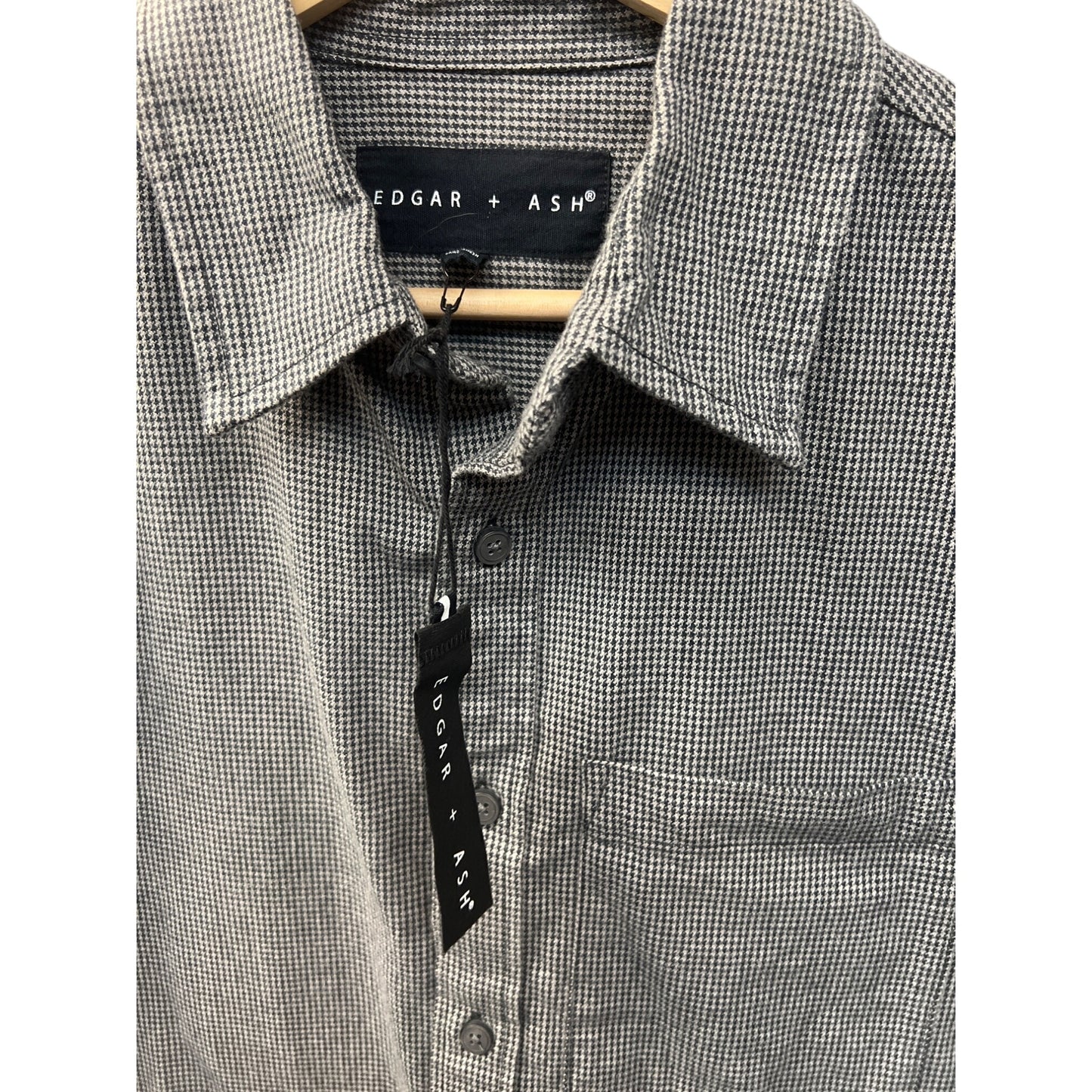 Edgar + Ash NWT Gray Checked Flannel Button Down Shirt