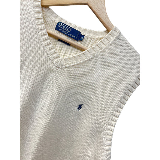 Polo Ralph Lauren Vintage 90's Ivory Off White Sweater Vest