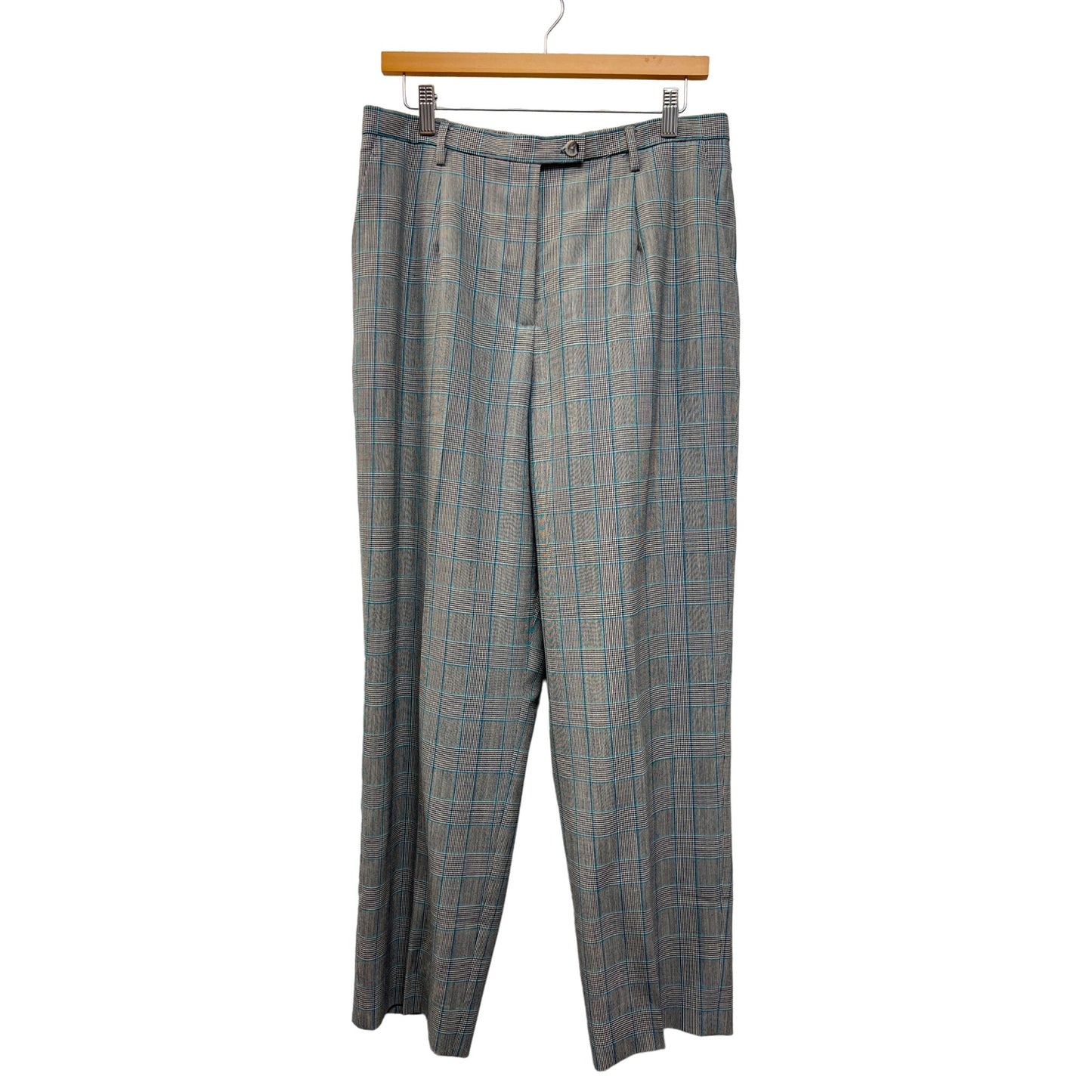 Pendleton Vintage Gray and Teal Plaid Wool Trousers