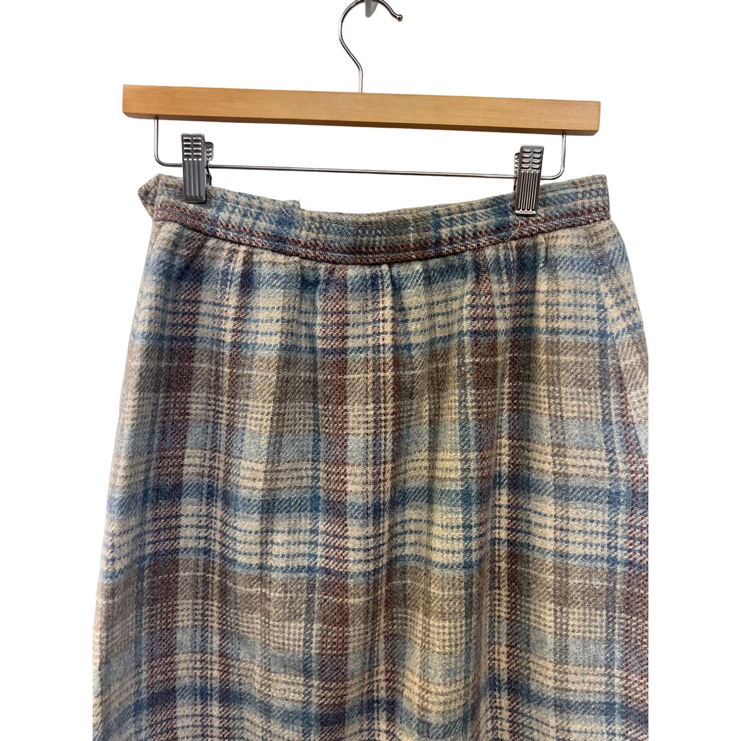 Austin Hill Talbots Vintage 70's Plaid Wool A-Line Midi Skirt