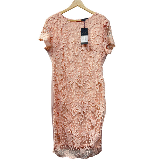 AX Paris NWT Pink Lace Crochet Overlay Sheath Dress with Scuba Back