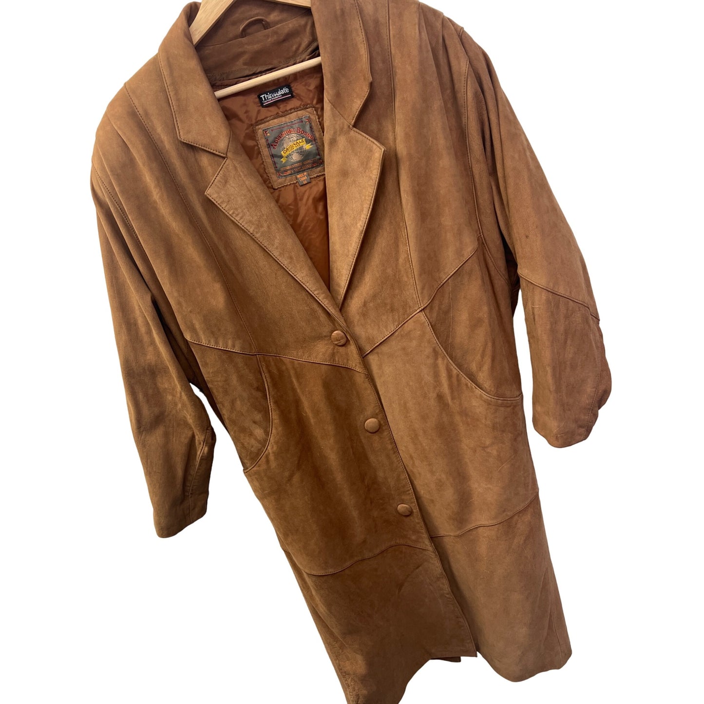 Adventure Bound Vintage 80's Brown Leather Trench Duster Coat