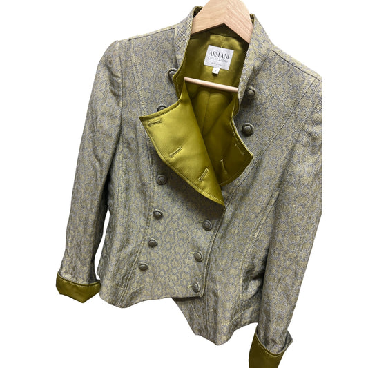 Armani Collezioni Vintage Y2K Green and gray Tweed Army Blazer
