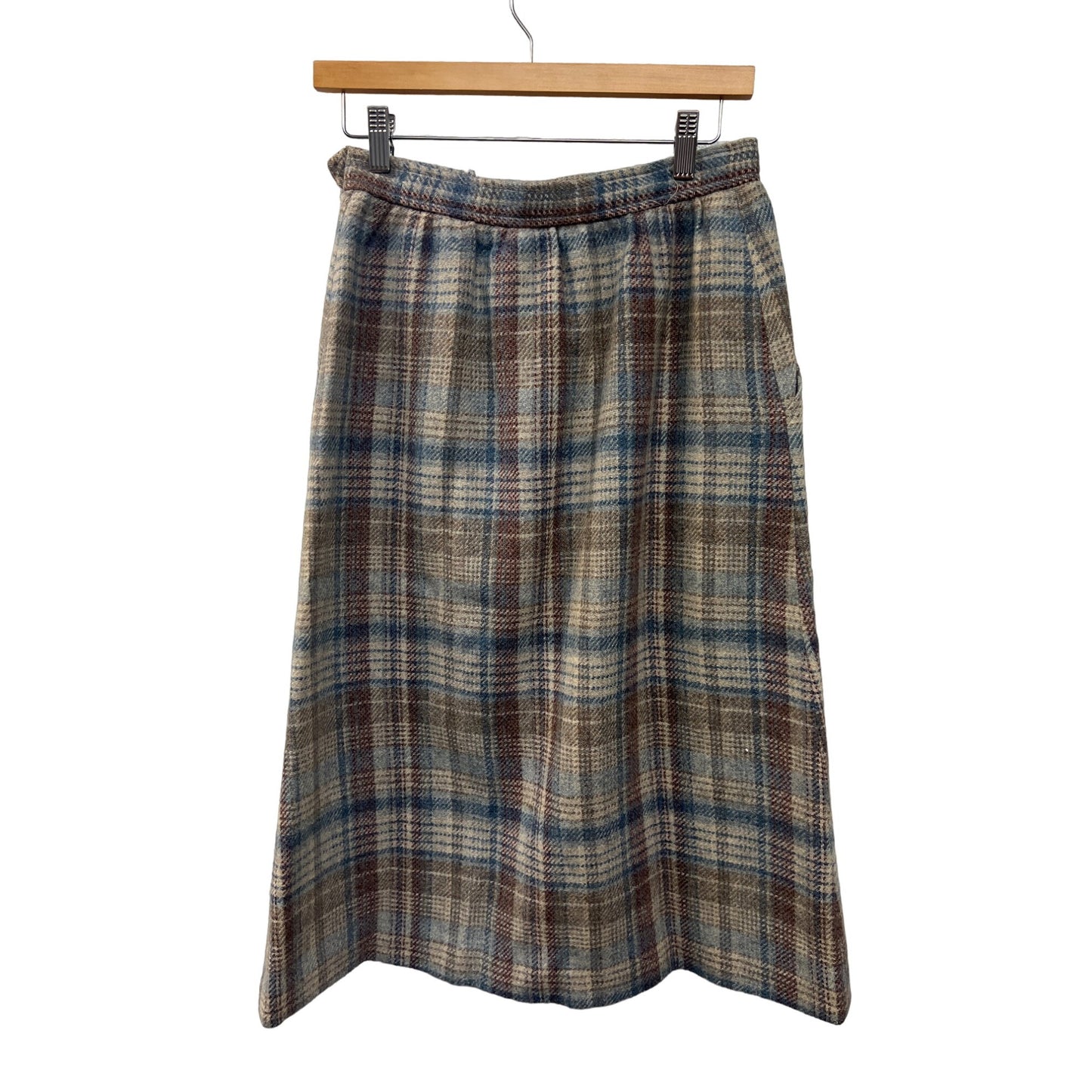 Austin Hill Talbots Vintage 70's Plaid Wool A-Line Midi Skirt