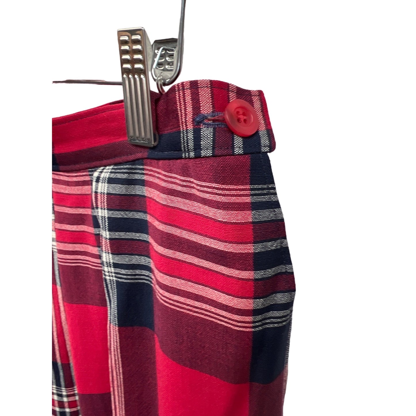 Pendleton Vintage Red and Blue Plaid Wool A-Line Midi Skirt