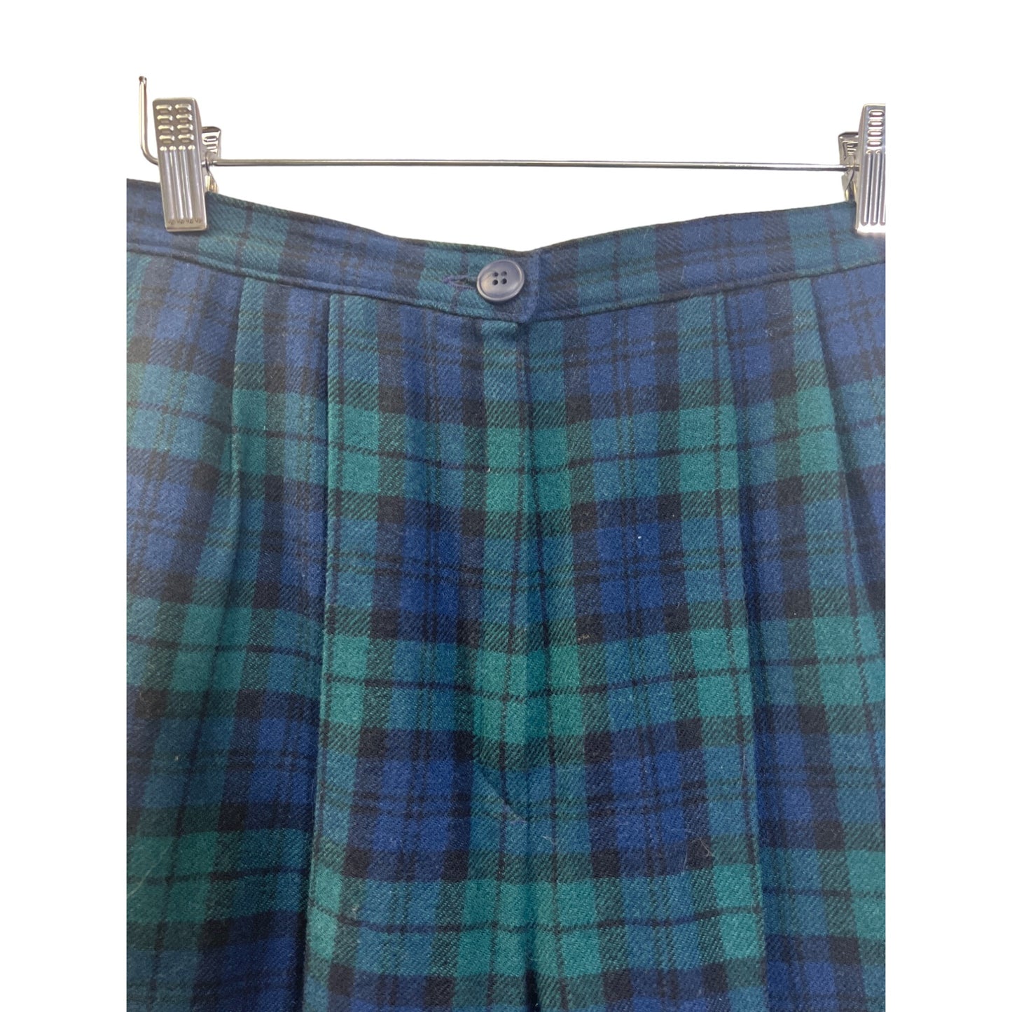 Pendleton Vintage Blue Green Tartan Plaid Wool Shorts