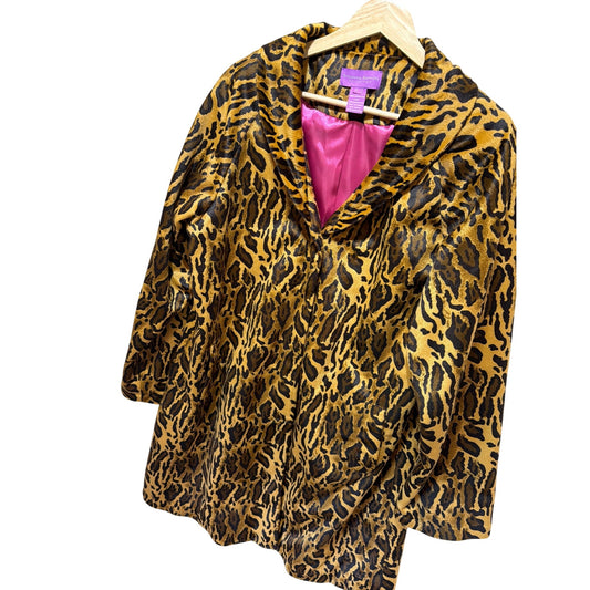Suzanne Somers Vintage Y2K 65Leopard Print Womens Coat Large Pink Lining