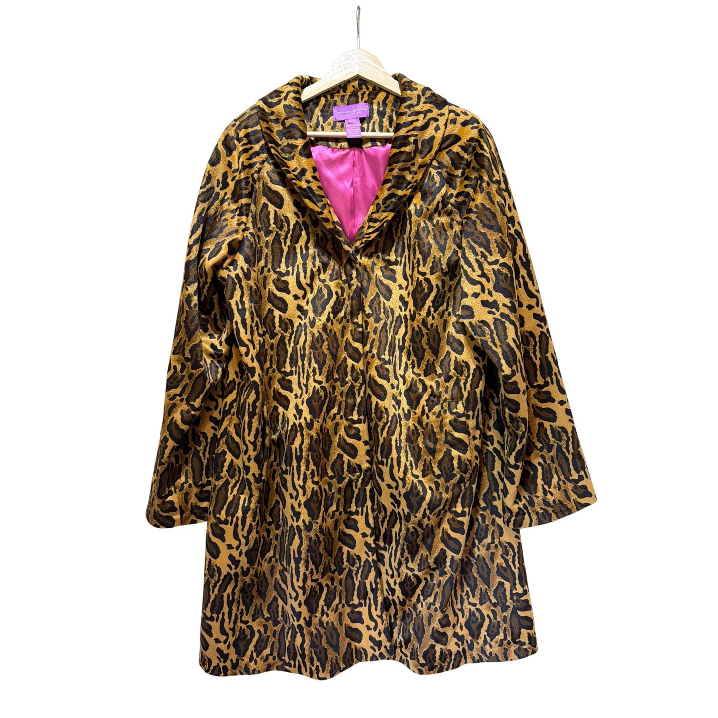 Suzanne Somers Vintage Y2K 65Leopard Print Womens Coat Large Pink Lining