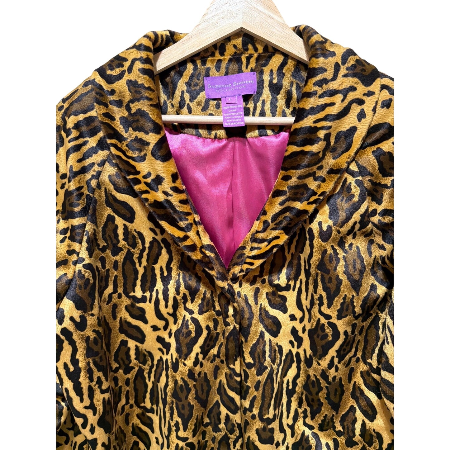 Suzanne Somers Vintage Y2K 65Leopard Print Womens Coat Large Pink Lining