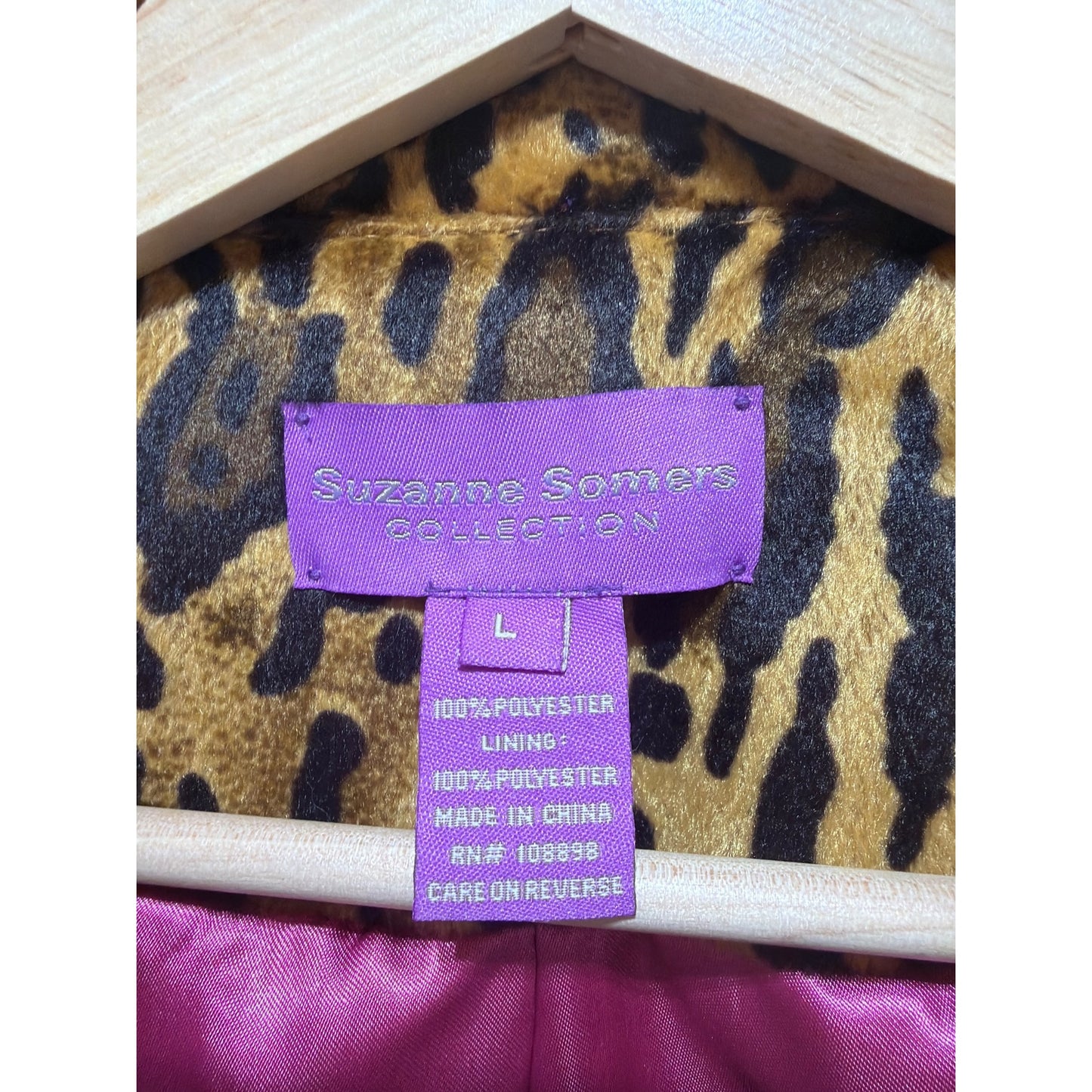 Suzanne Somers Vintage Y2K 65Leopard Print Womens Coat Large Pink Lining