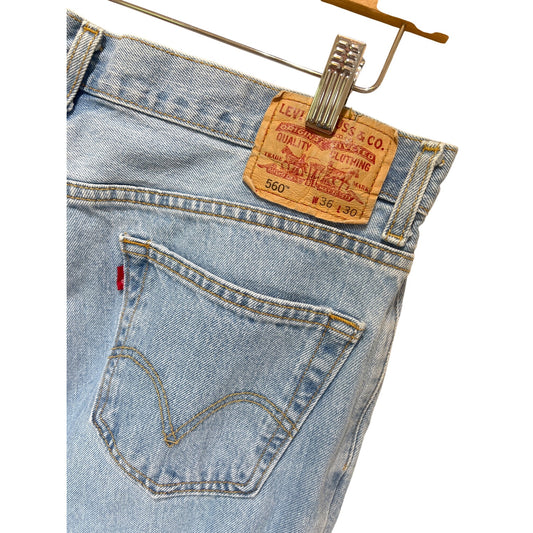Levis 560 Comfort Fit Light Wash Jeans 36x30 Relaxed Tapered Leg Vintage Y2K Denim