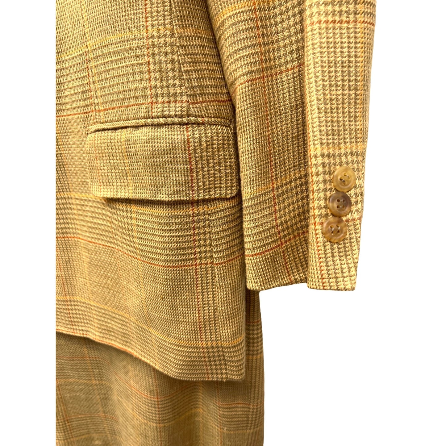 Cricketeer Collectionelle Vintage Yellow Glencheck Plaid Blazer & Skirt Set