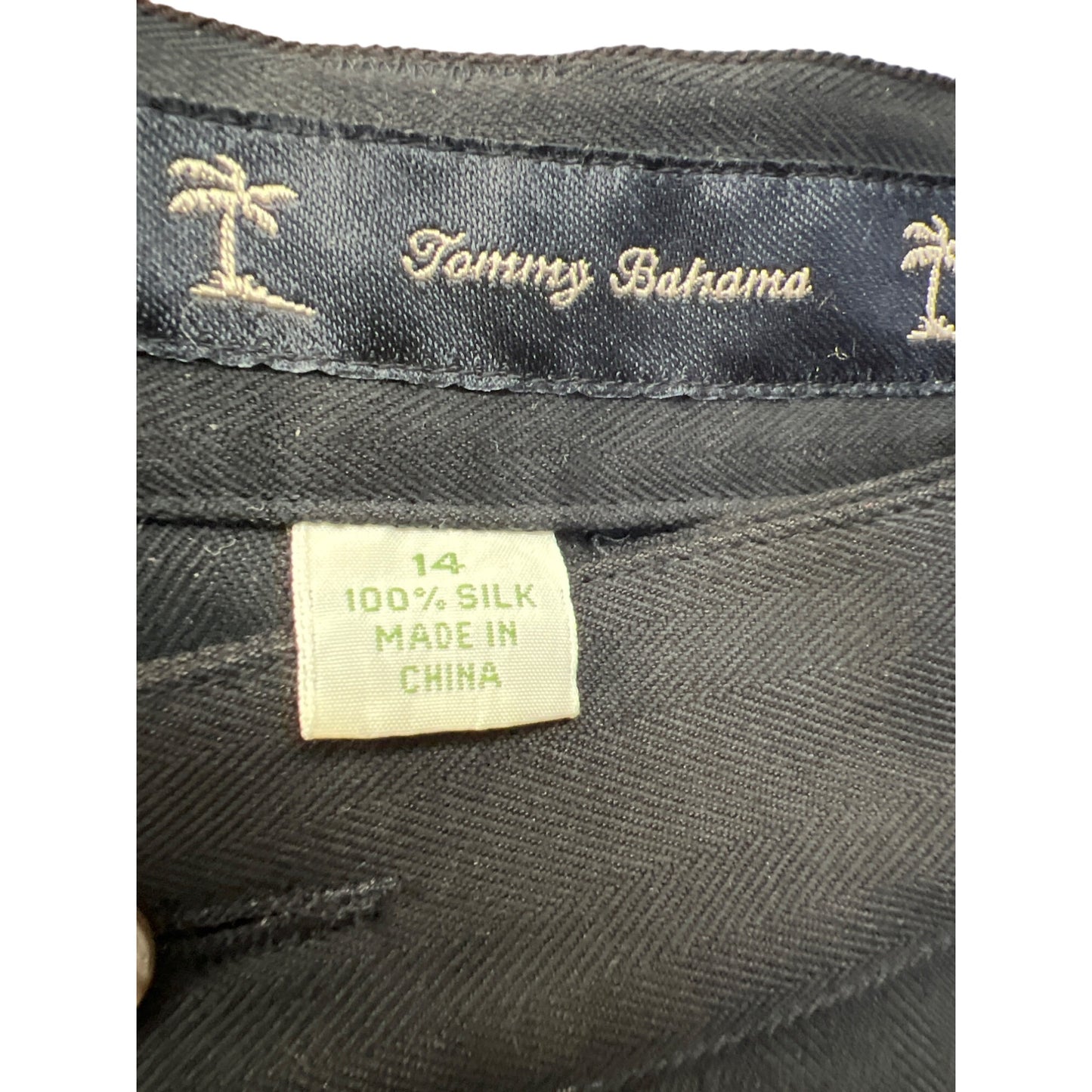 Tommy Bahama Vintage 90's Black Silk High Waist Pleated Trouser Pants