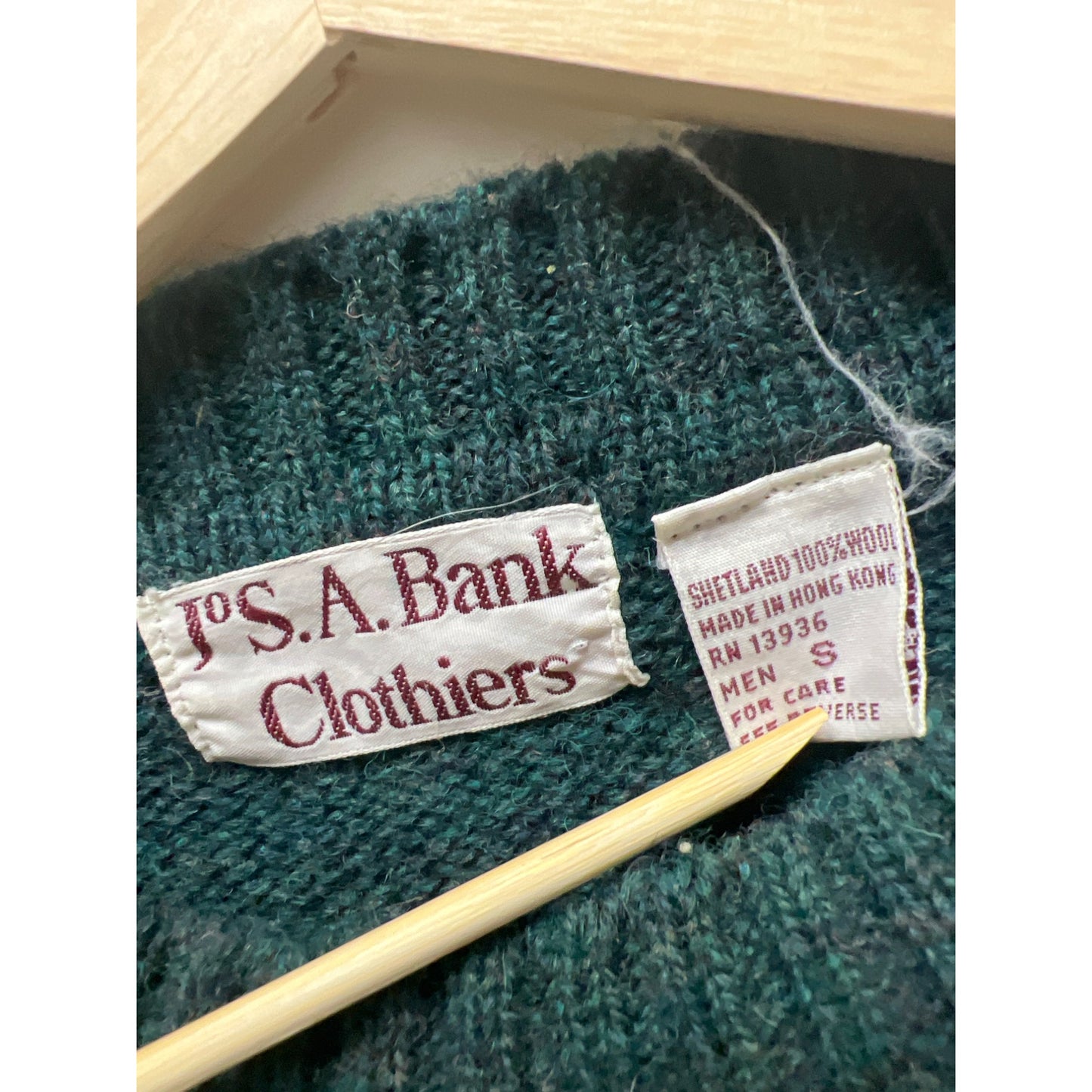 Jos A Bank Vintage 90's Green Shetland Wool Argyle Crew