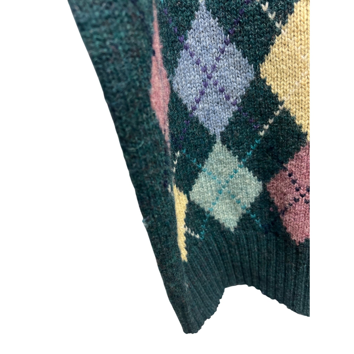 Jos A Bank Vintage 90's Green Shetland Wool Argyle Crew