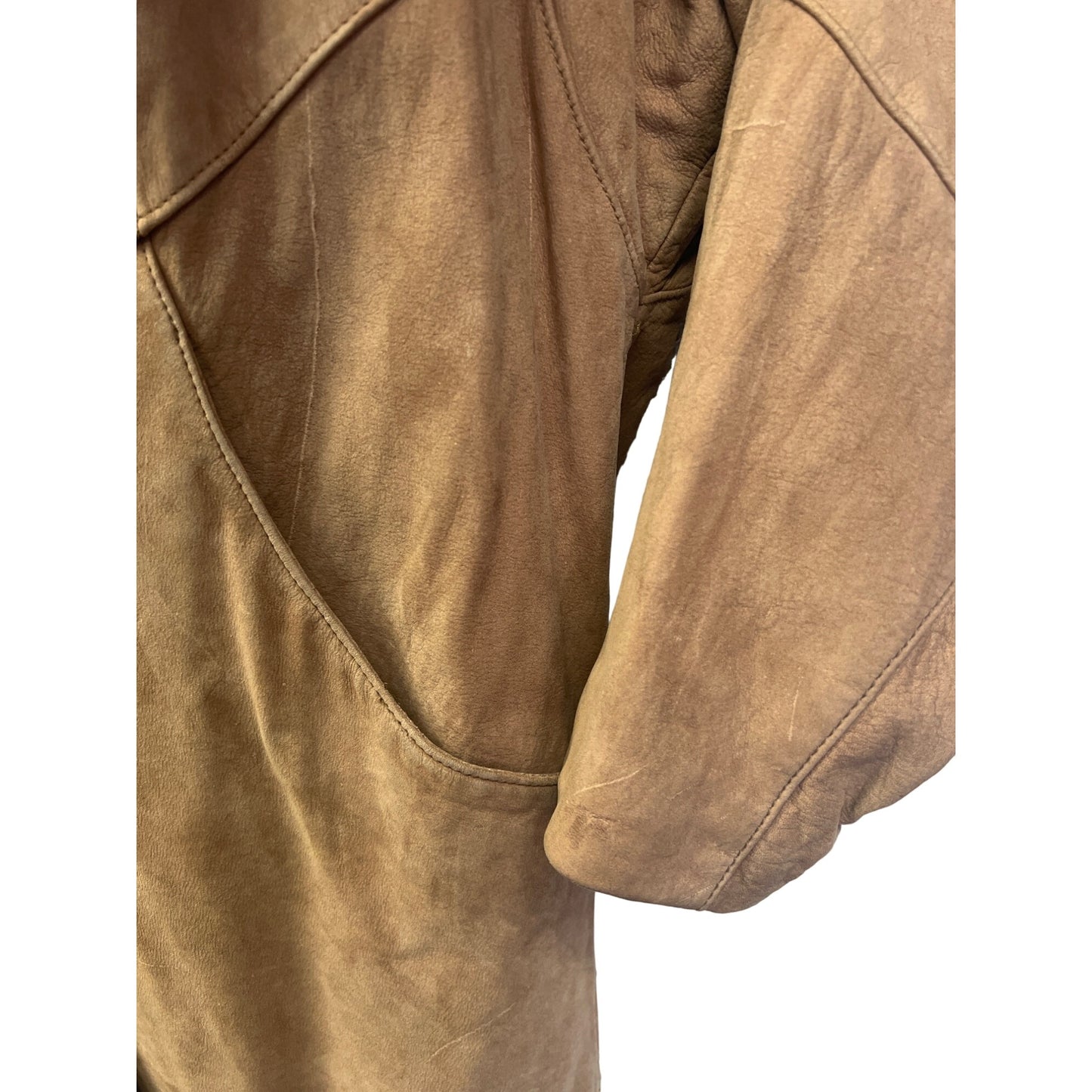 Adventure Bound Vintage 80's Brown Leather Trench Duster Coat