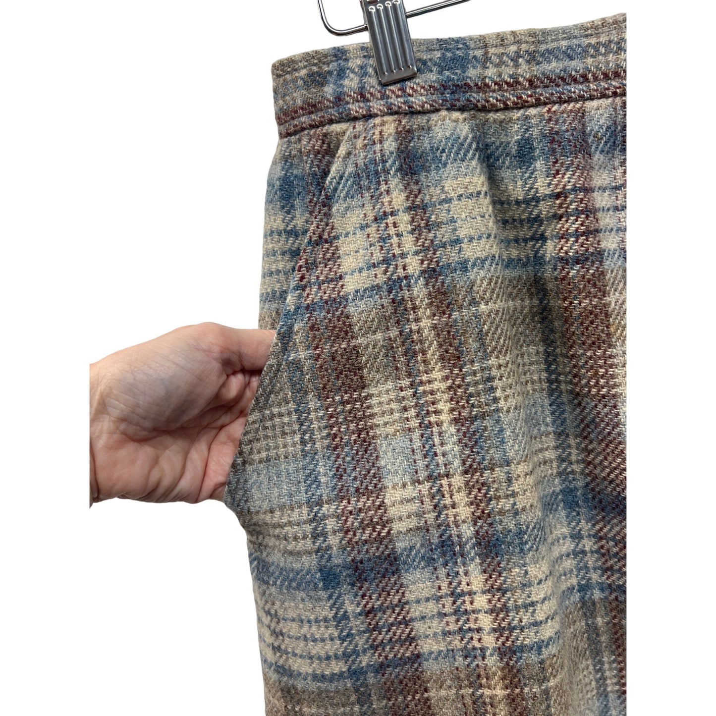 Austin Hill Talbots Vintage 70's Plaid Wool A-Line Midi Skirt