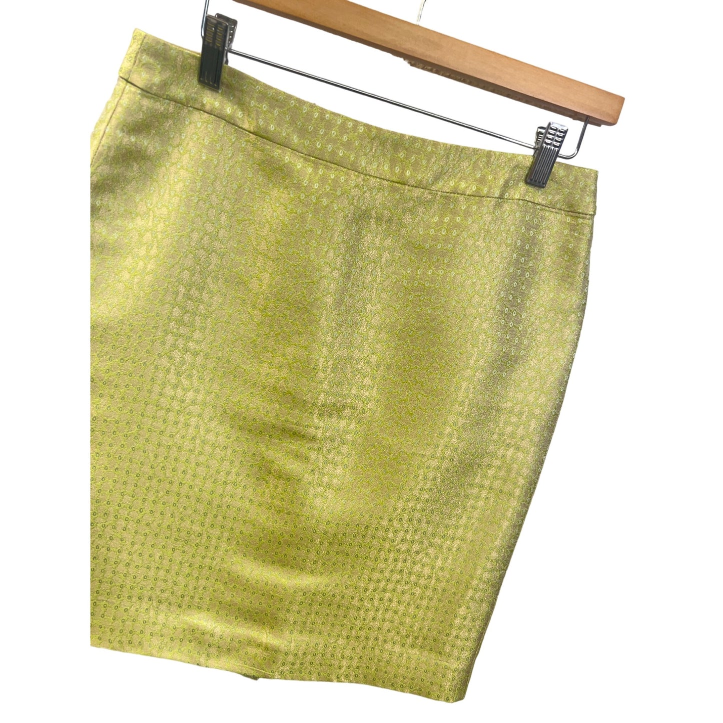 J. Crew Silk Blend Lime Green Animal Print Jacquard Pencil Skirt