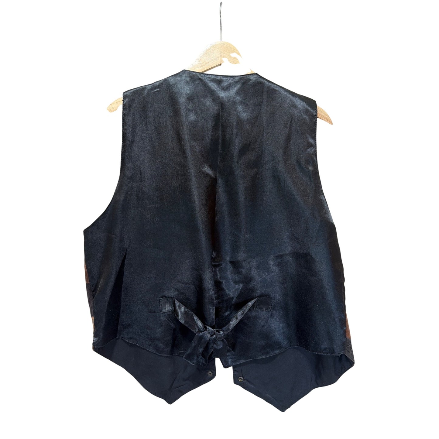 LA Blues Vintage 90s Earth Tone Patchwork Leather Suede Vest With Embroidered Vine Design 1X