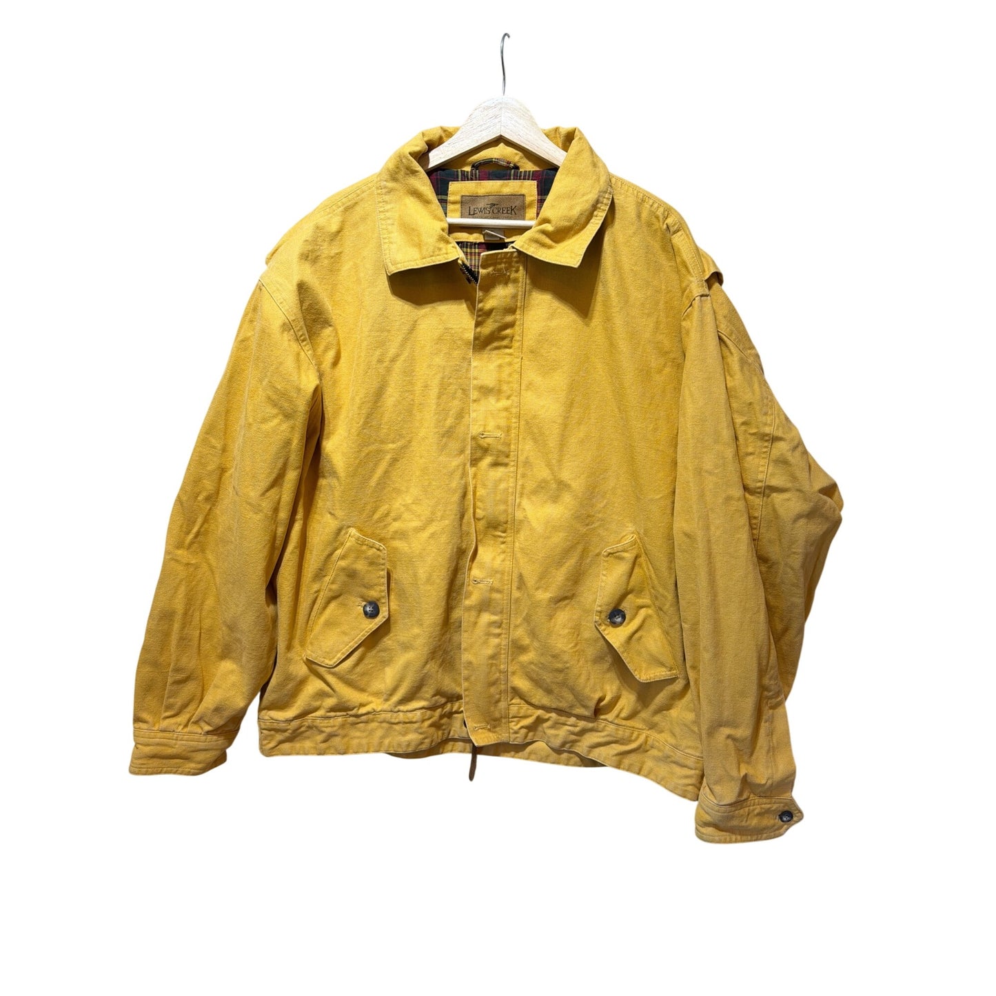 Lewis Creek Vintage 90's Yellow Duck Canvas Plaid Lined Harrington Bomber Jacket XL