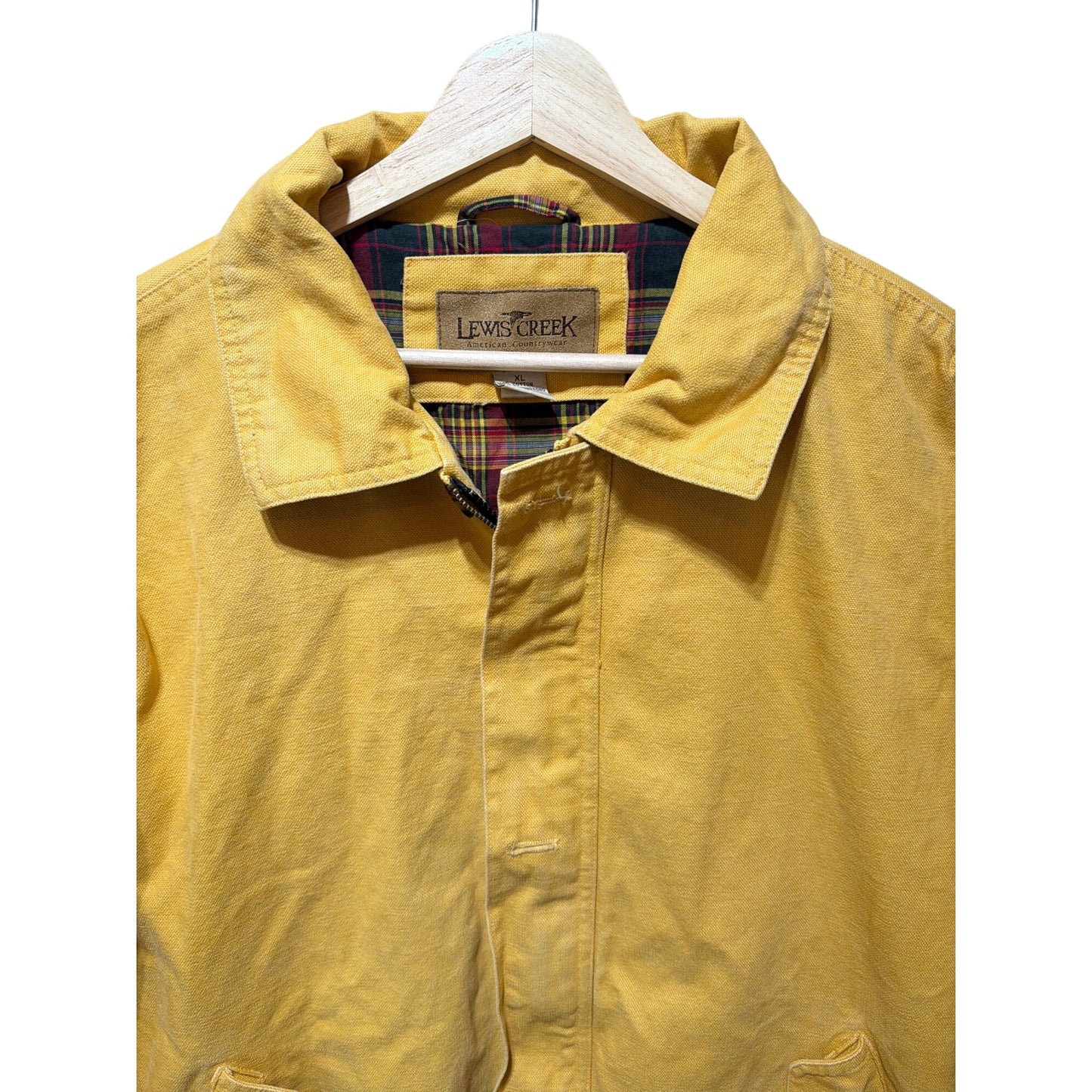 Lewis Creek Vintage 90's Yellow Duck Canvas Plaid Lined Harrington Bomber Jacket XL
