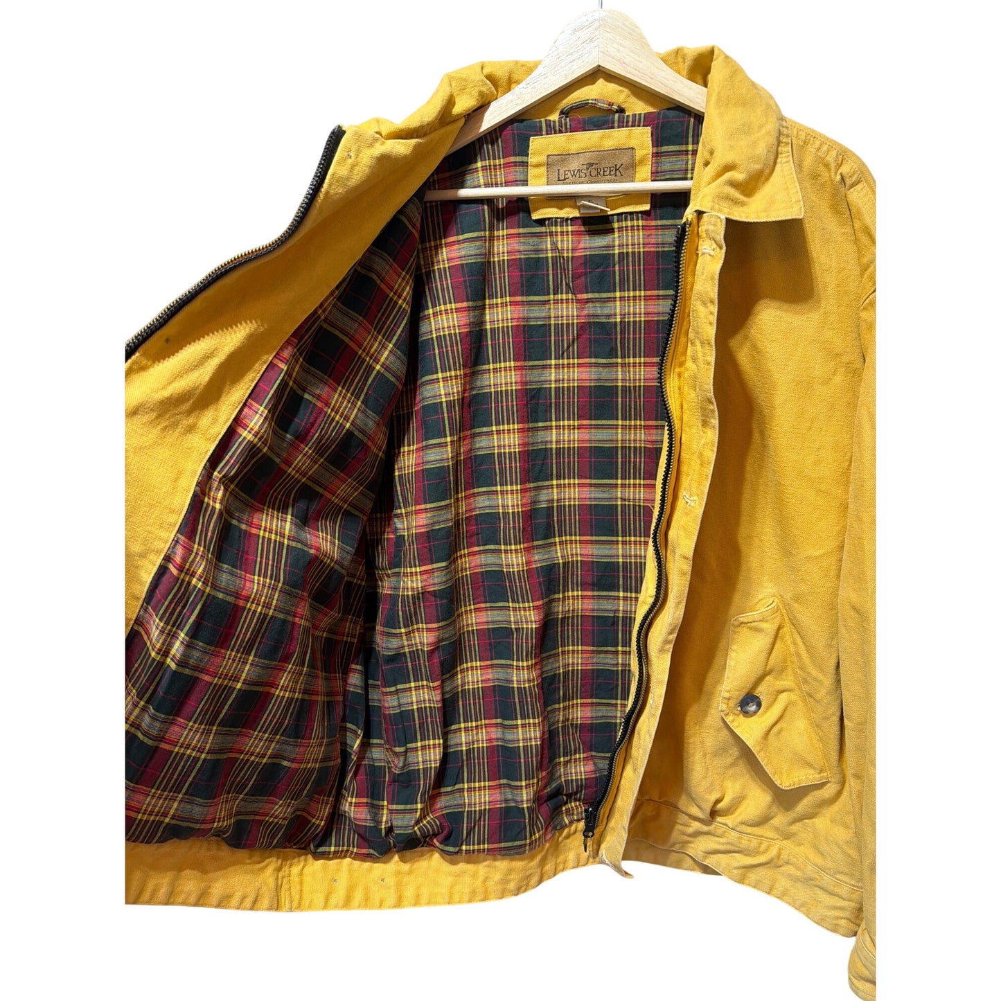 Lewis Creek Vintage 90's Yellow Duck Canvas Plaid Lined Harrington Bomber Jacket XL
