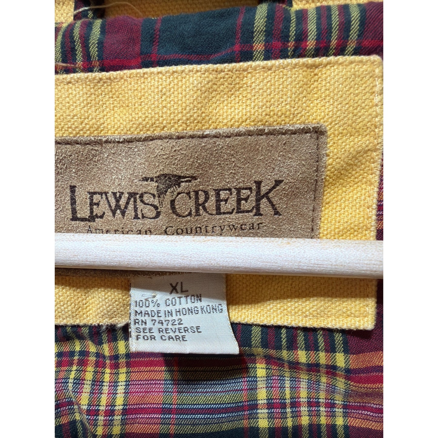 Lewis Creek Vintage 90's Yellow Duck Canvas Plaid Lined Harrington Bomber Jacket XL