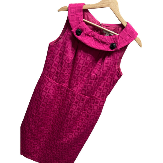 Pink Sleeveless Textured Dress With Button Detail By Dressbarn