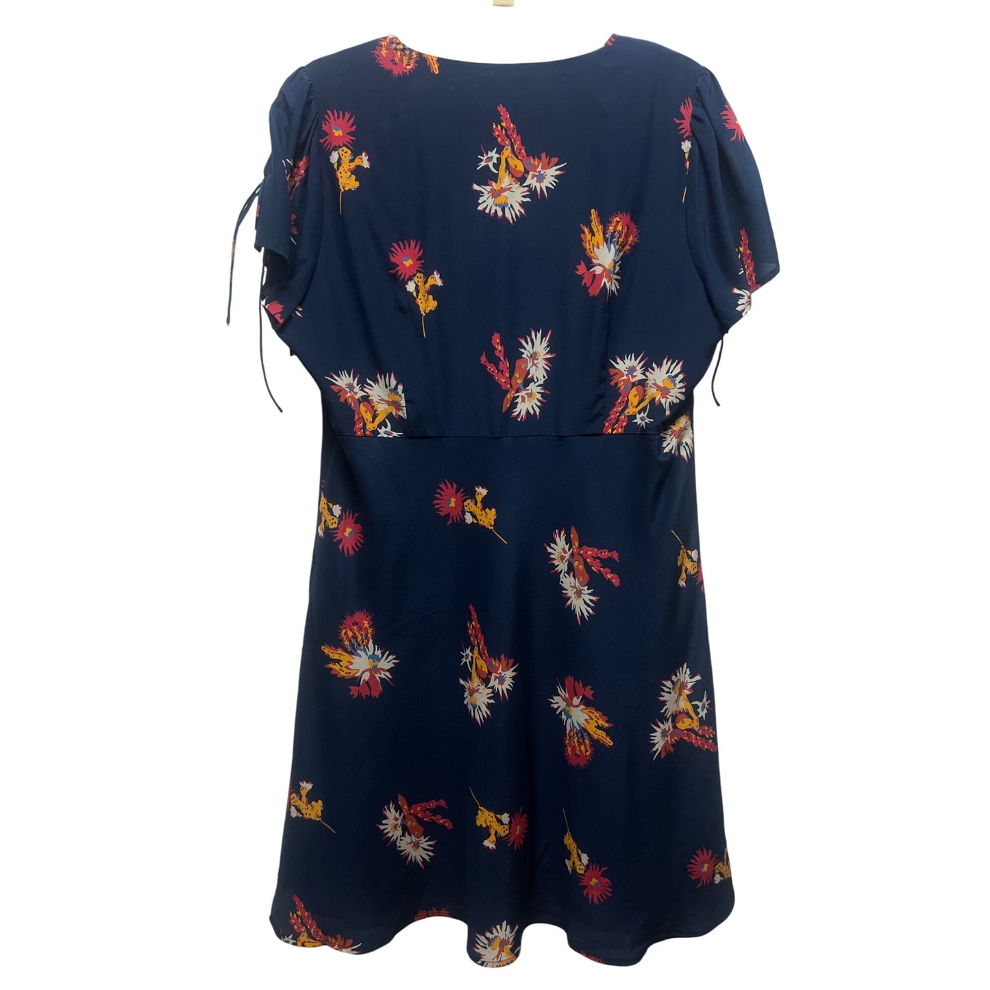 Madewell Silk Navy Floral Short Sleeve A-Line Modern Family Dress