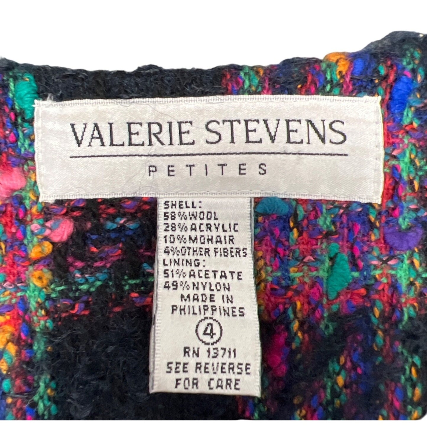 Valerie Stevens Petites MultiColor Mohair Wool Blend Blazer