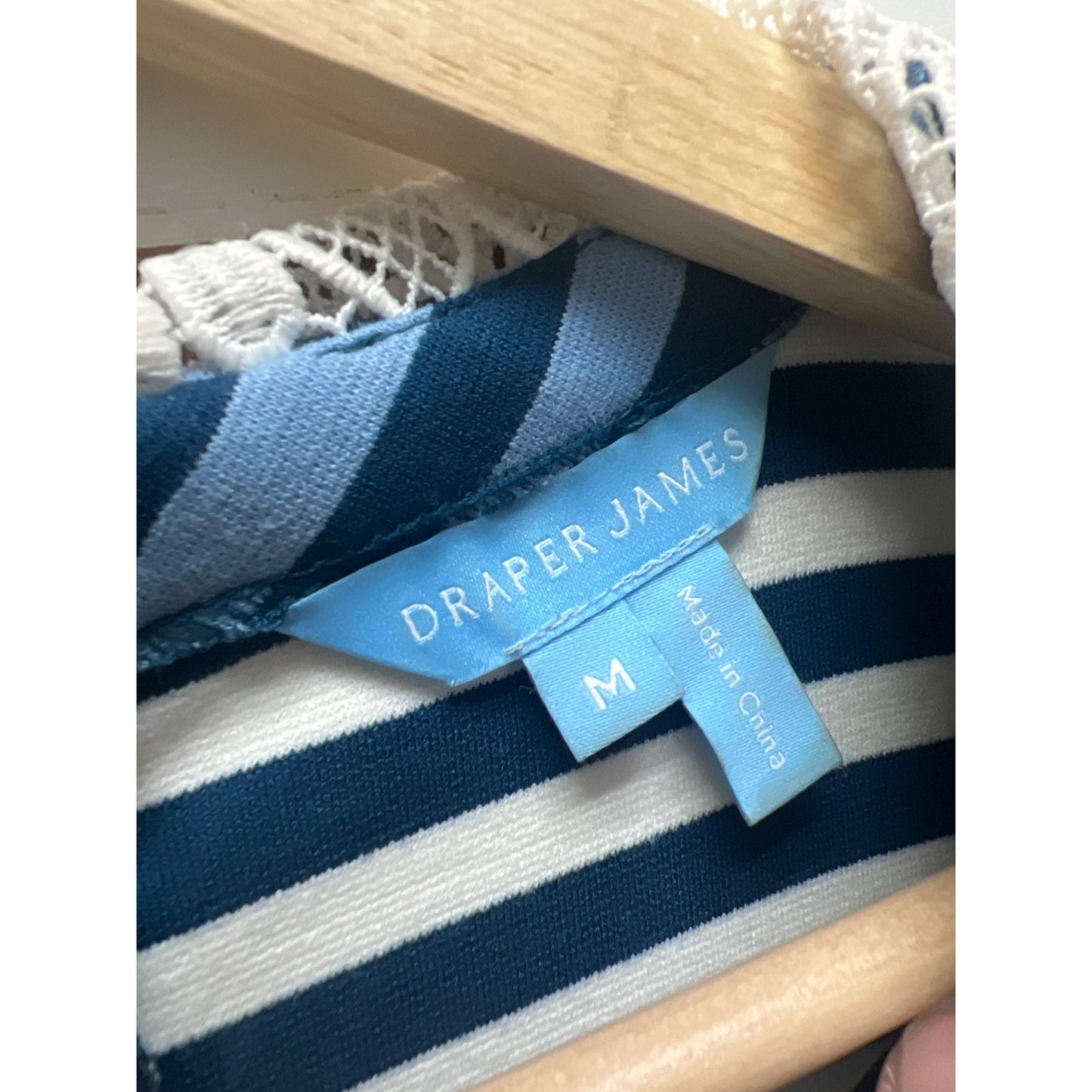 Draper James Blue Striped Lace Collar A-Line Knit Dress