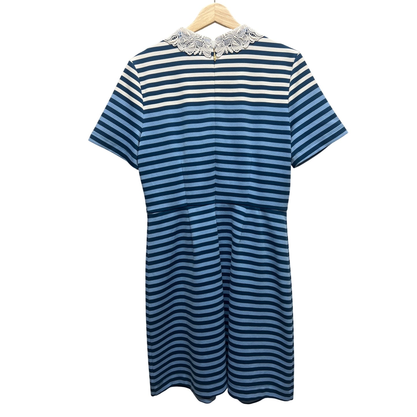 Draper James Blue Striped Lace Collar A-Line Knit Dress