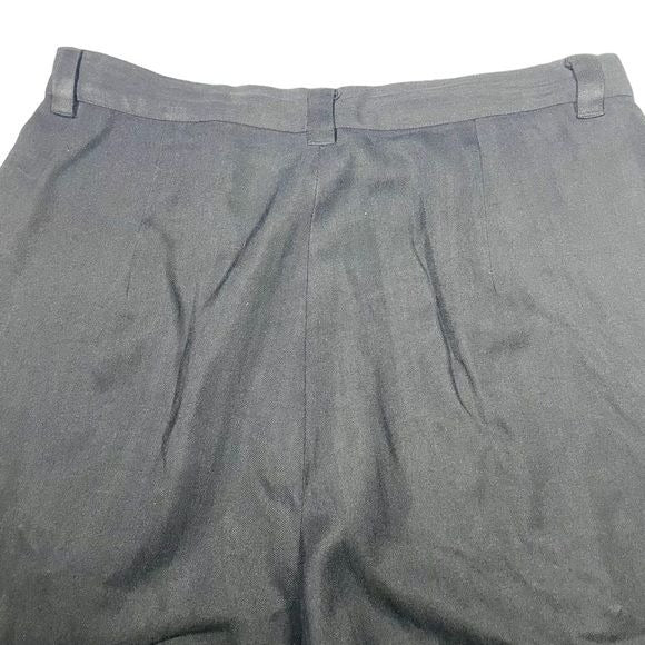 Tommy Bahama Black Herringbone Silk Pleated High Rise Bermuda Shorts