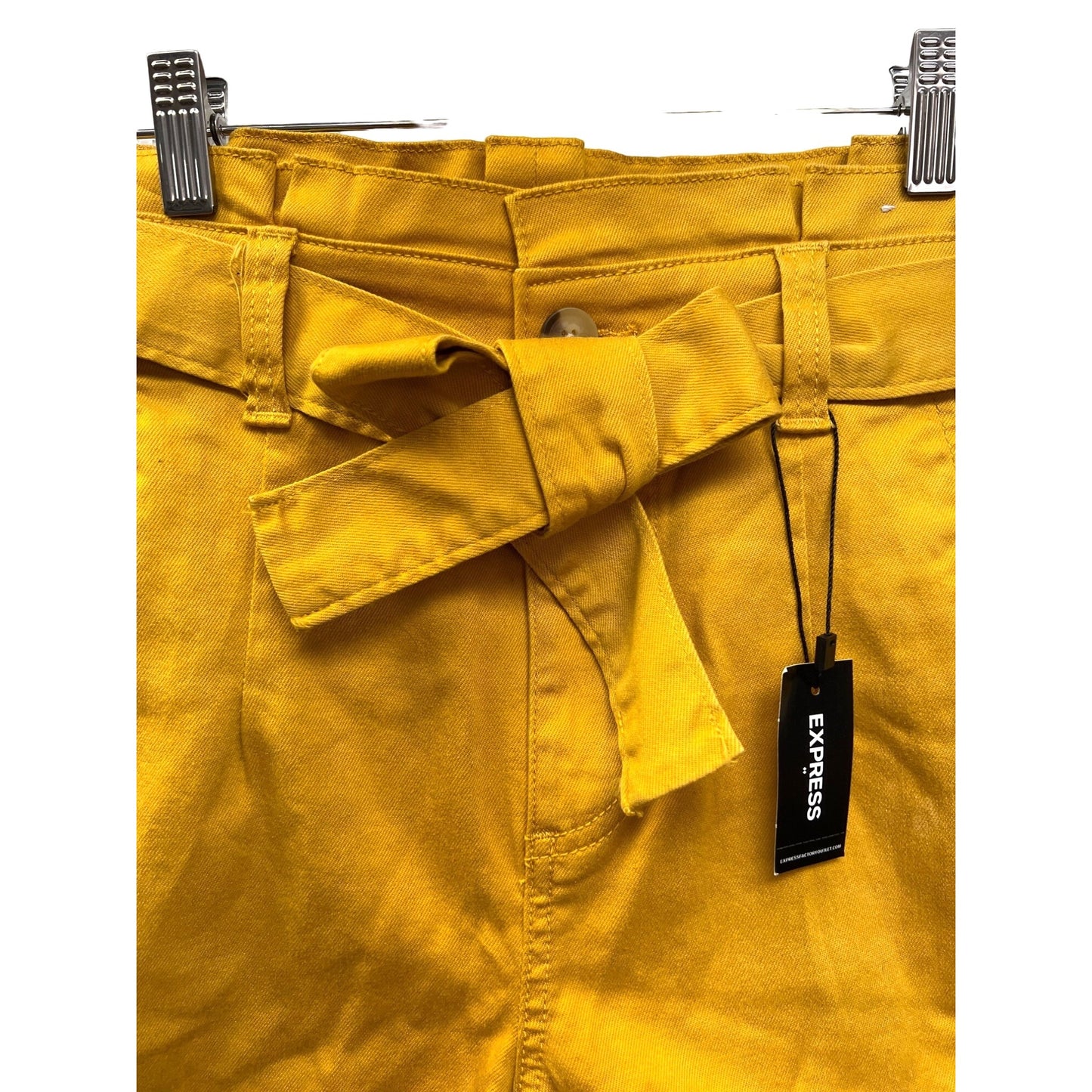 Express NWT Shortie Super High Rise Yellow Paper Bag Waist Shorts