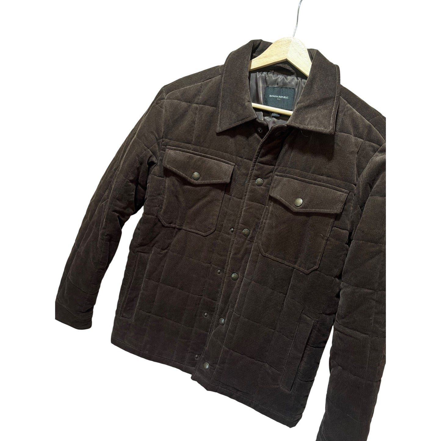 Banana Republic Brown Quilted Corduroy Chore Coat Jacket XS Mens Casual Outerwear