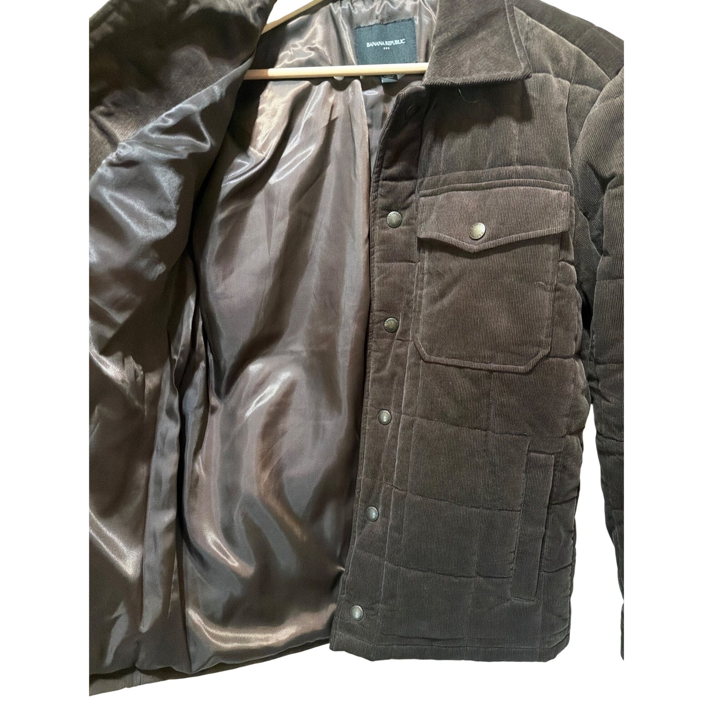 Banana Republic Brown Quilted Corduroy Chore Coat Jacket XS Mens Casual Outerwear