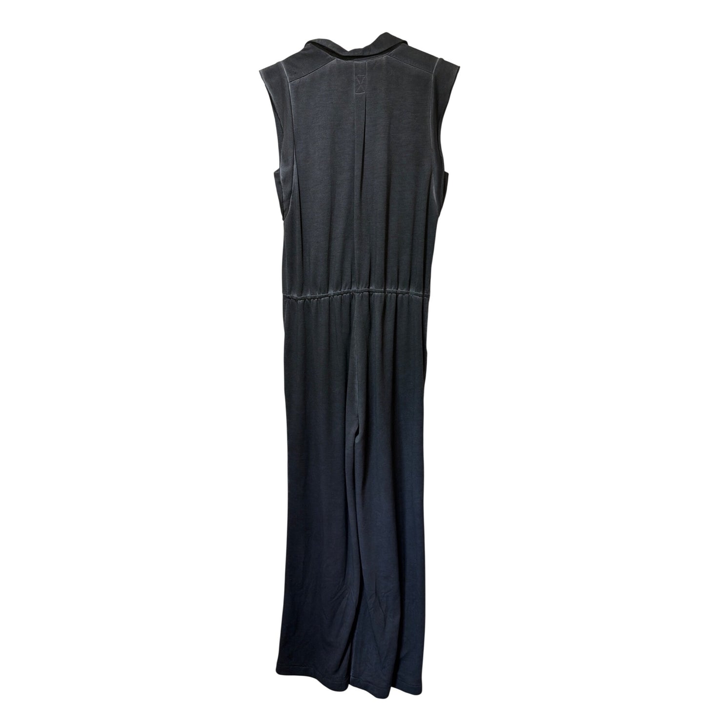 Soft Surroundings NWT Sleeveless Button-Front Black Jumpsuit With Tie Waist & Pockets Size M