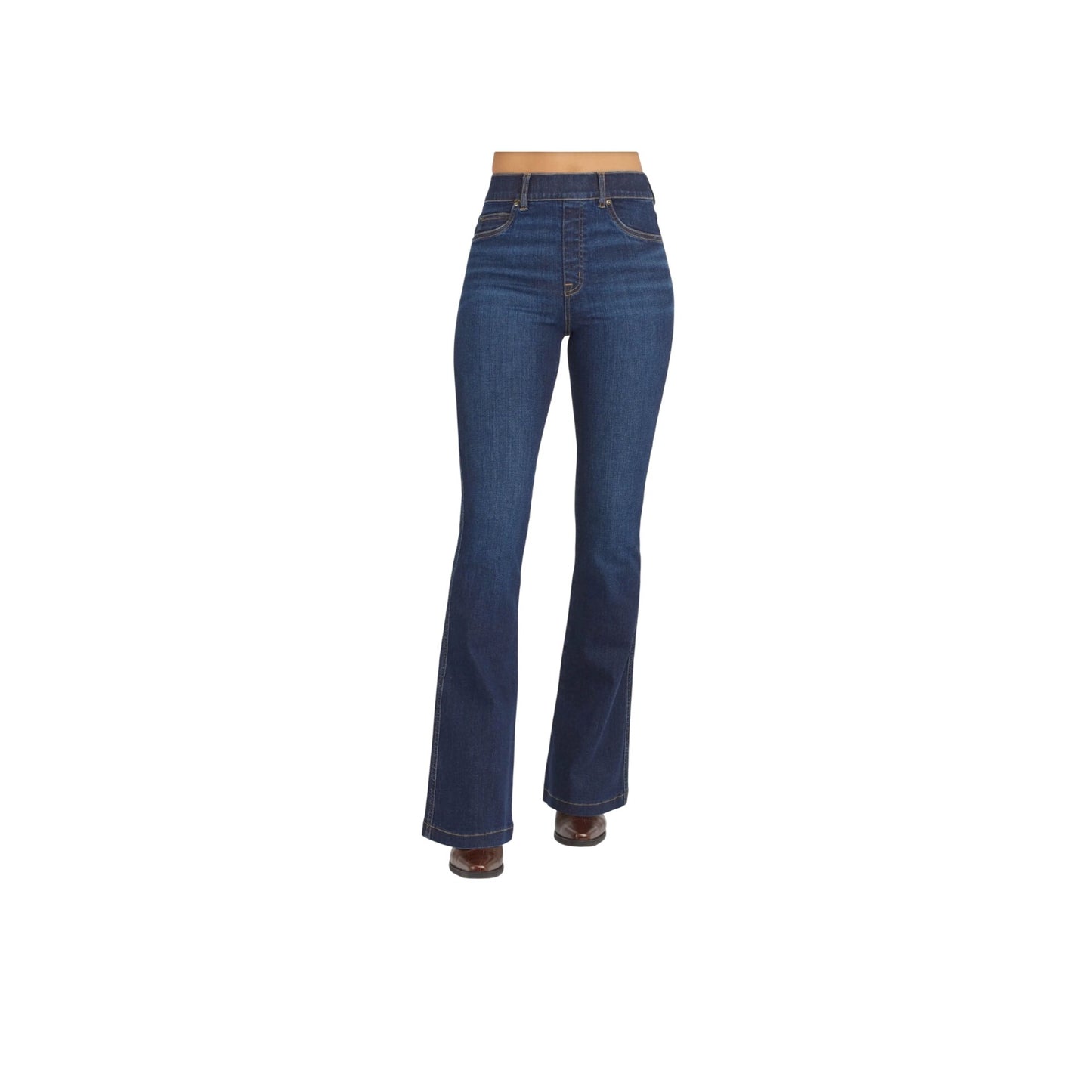 Spanx Womens Flare Jeans High-Rise Pull-On Midnight Wash Slim Built-In Stretch