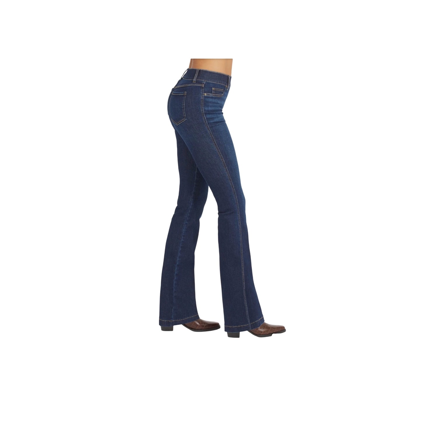 Spanx Womens Flare Jeans High-Rise Pull-On Midnight Wash Slim Built-In Stretch