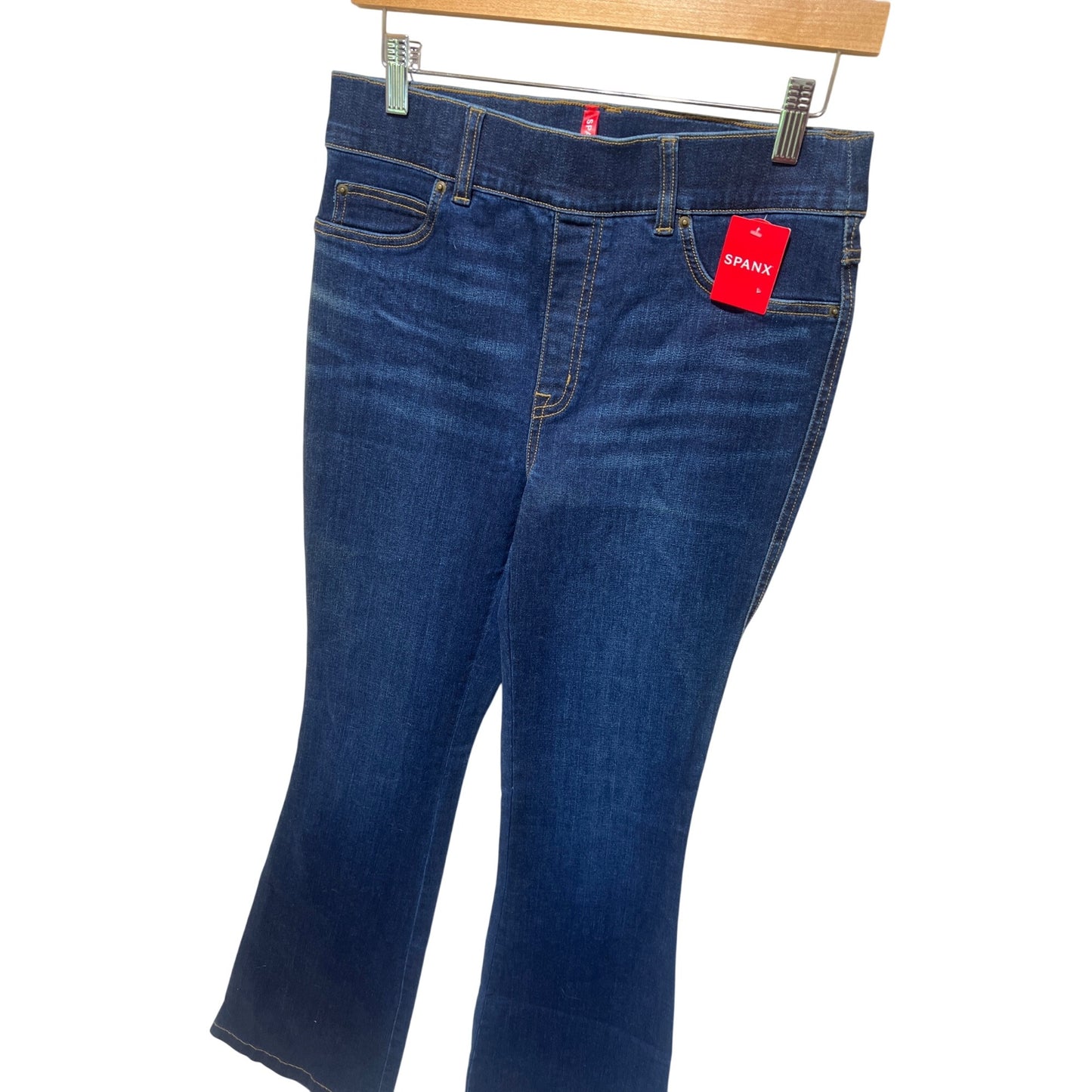Spanx Womens Flare Jeans High-Rise Pull-On Midnight Wash Slim Built-In Stretch
