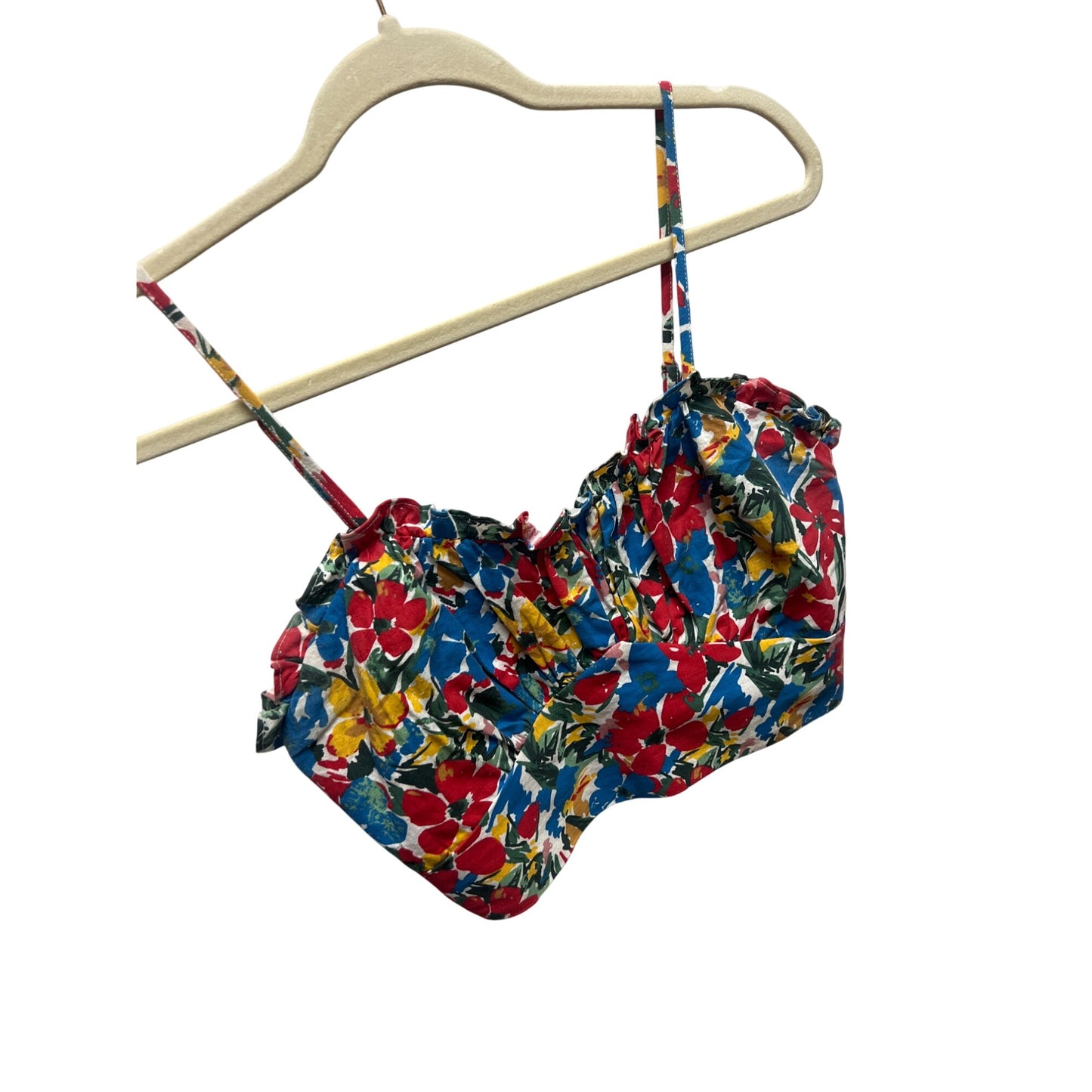 Molly Bracken Bright Color Floral Crop Bandeau Top